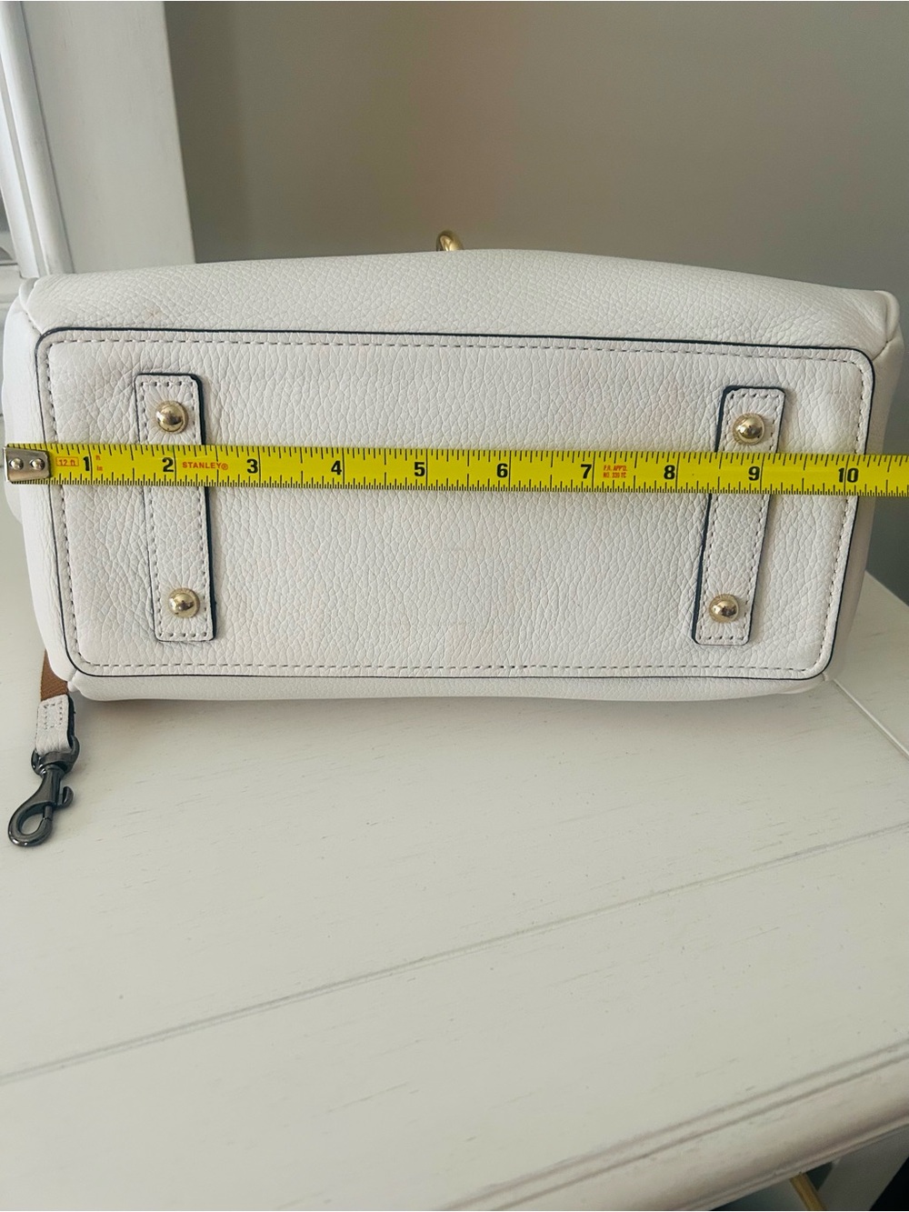 Dooney & Bourke Belvedere Medium Logo White Cream Satchel with Gold Accents - Picture 16 of 16
